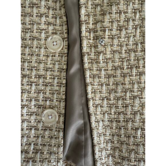 Talbots Tweed Blazer Jacket Italian Fabric Career‎ Office Beige Metallic Sz 4 - Picture 9 of 14